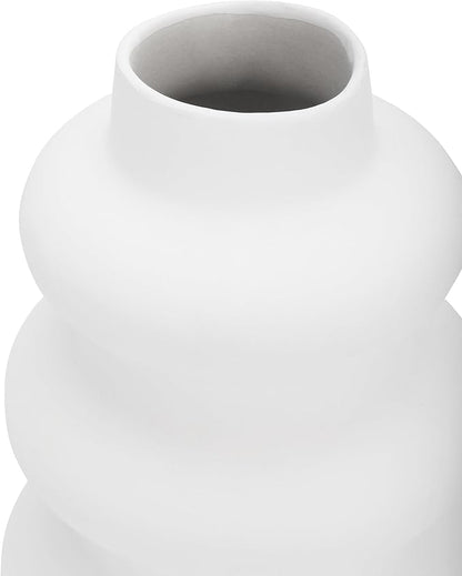 Ajuny Ceramic Vase Set of 2 – White Gourd-Shaped Vases for Centerpieces, Home Decor Living Room, Minimalist Room Decor, Modern Farmhouse Accent, Table Shelf Office Styling, Vases Home Decor Aesthetic.