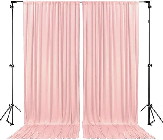10 x 10 Feet Blush Pink Backdrop Curtain for Partie, Background Curtains for Photoshoot, Birthday, Wedding, Halloween, Thanksgiving, Christmas, New Year Party Decorations 5Ft x 10Ft, 2 Panels