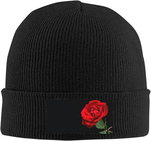 Cute Rose Beanie Hat Rose Beanie Cap Rose Flower Knitted Beanies Flower Knit Hats Winter Hat for Women Men