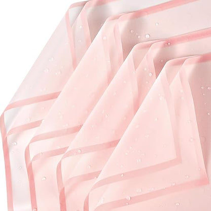Jutieuo 20 Sheets Light Pink Flower Wrapping Paper, Waterproof Floral Wrap Pink Edge Bouquet Wrapping Paper Florist Supplies (22.8 x 22.8 inch)