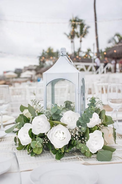 Glitter Flowers,30PCS White Roses Artificial Roses with Stems for Wedding Bouquet Party Christmas Home Decor(White)