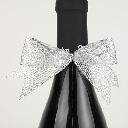 50pcs 3-1/2" Silver Twist Ties Metallic Silver Bows with Twist Tie Bows Fish Tail Cuttiog(Silver.)