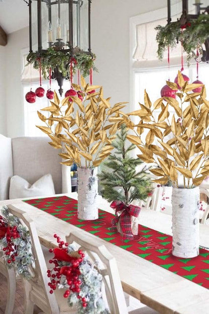 Hollyone 32” Christmas Tree Picks and Sprays 3Pcs Gold Artificial Eucalyptus Stems Eucalyptus Leaves Branches Fake Gold Leaf Floral for Vase DIY Xmas Tree Garland Wreath Centerpieces Wedding Decor