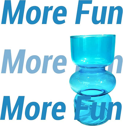 BLOFLO Blue Transparent Glass Hydroponic Vase, 7Inches Colored Glass Vase for Flower, Modern Geometric Three-Layer Floral Vases for Home Office Wedding Table Décor(Blue)