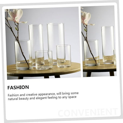 STOBAZA Transparent Glass Cylinder Flower Vase for Indoor Decoration Floral Arrangement Container Elegant Centerpieces for Home Wedding Table Display