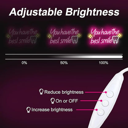 You have the best smile Neon sign, Wall Decor Dimmable Smile Neon Light Business Logo Sign, Dental clinic sign dental neon light, tooth dental care sign, Tooth & Brush Wall Art, Bathroom Wall Decor
