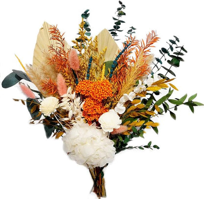 Natural Dry Bouquets, Mixed Preserve Bouquet, Dried Pampas Grass, Palm Leaf, Preserve Hydrangea, Etc., Bohemian Home Office Wedding Decoration, DIY Flower Arrangement