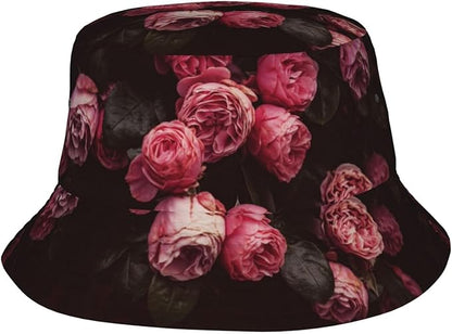 Rose Bucket Hat Womens Fisherman Hat Flower Sun Hats Cute Caps Rose Flower Hats for Women Outdoor