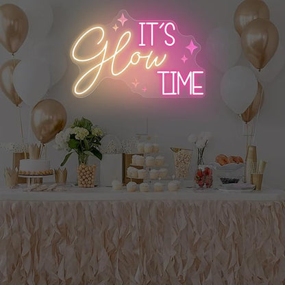 It's Glow Time Neon Sign For Wall Art Decor, Botox Neon Light, Aesthetic Cowgirls Wall Decor, Beauty Salon, Hair Salon Nails Wax Lash Beauty Decoration Wall Neon Sign Aesthetic, Celebrate Party
