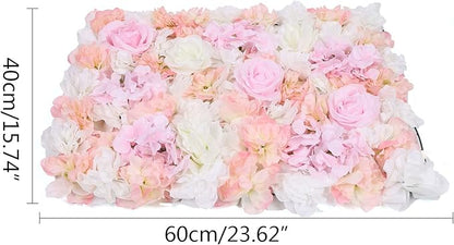 4Pcs 23.62"x 15.74" Artificial Flower Wall Panels,Flower Wall Mat Silk Flower Panels for Outdoor Garden Backyard Fence Fence Privacy Screen and Indoor Wall Decor(Light Pink,4Pcs)