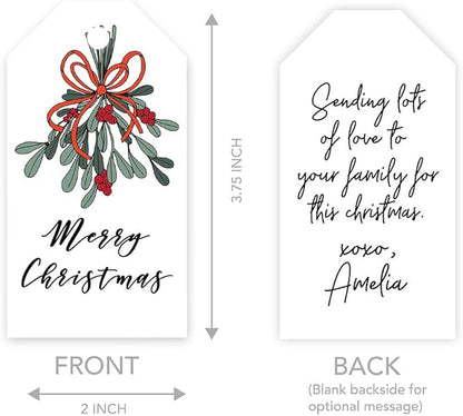 Andaz Press Christmas Holiday Season Classic Gift Tags, Merry Christmas to from Classic Favor Tags, Mistletoe Design, for Holiday Events, Parties, and Favors, 60-Pack