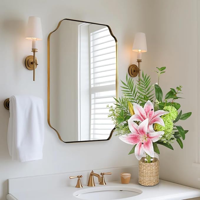 Hollyone Fake Flowers with Vase, Easter Lily Flowers, Pink Silk Tiger Lily and Hydrangea Artificial Flowers in Vase, Faux Plants and Flowers Arrangement Bouquets for Table Centerpieces Home Decor