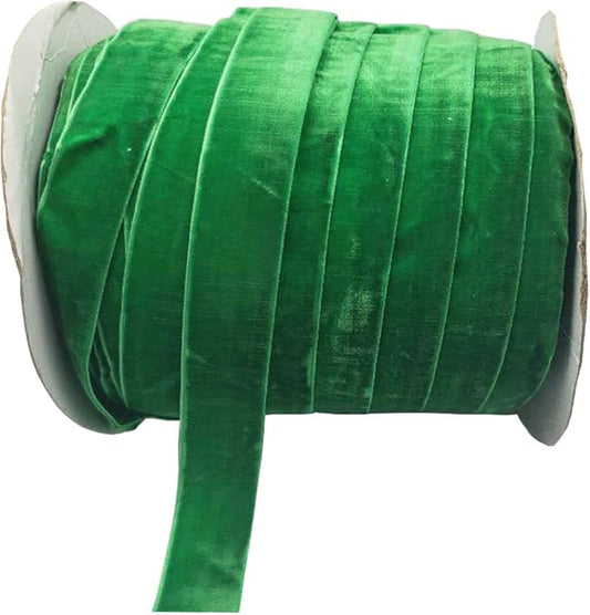 10 Yards Velvet Ribbon Spool (Green, 1")