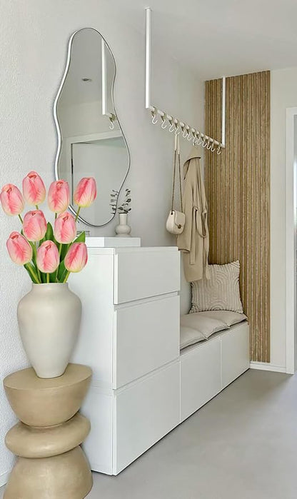 6PCS 23" Fake Tulip Flowers Artificial Pink Tulips Long Stem Faux Flower, Silk Flower Décor for Floral Arrangement Home Farmhouse Wedding Decoration