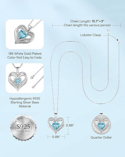 S925 Sterling Silver Necklace for Women, Wife Jewelry Rose Gold, Mom Birthday Valentines Mothers Day Gifts, Girlfriend Necklaces, Daughter Heart Jewel, Anniversary for Her