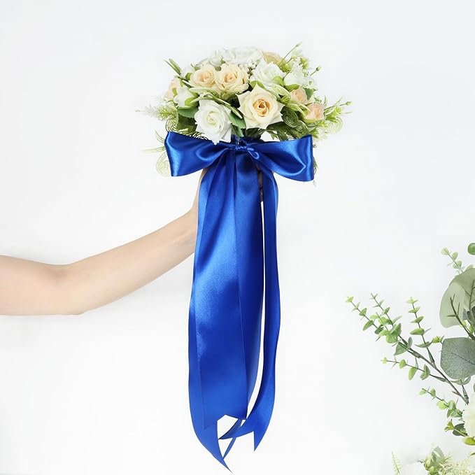 Blue Ribbon 2 Inch 60 Yards, Royal Blue Satin Ribbon for Gift Wrapping, Flower Bouquet, Wedding, Crafts, Baby Shower, DIY Bows and Outdoor Decor
