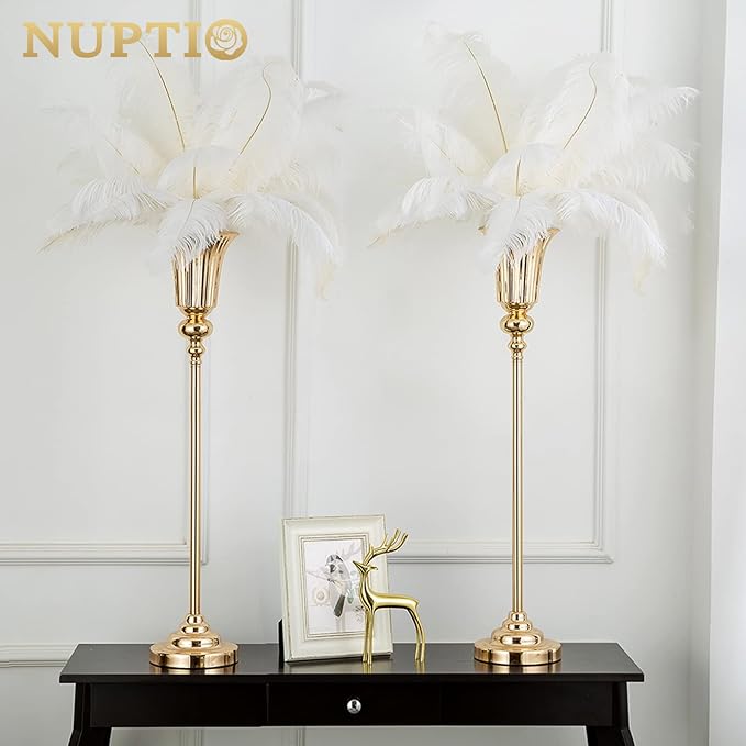 NUPTIO Flower Vase Centerpiece Wedding: 10 Pcs 26.7" Tall Gold Stand Metal Trumpet Vases for Wedding Party Table Decoartions