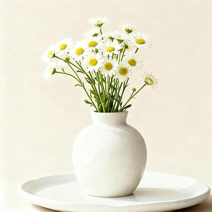 6.1 Inch White Ceramic Vase，Rustic Bohemian Terracotta Vase,Wabi-Sabi Style, Handmade Farmhouse Vase,Suitable for Home décor, Tables, Living Rooms, entryways, Fireplace Decorations, and Weddings
