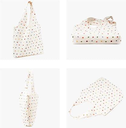 Canvas Tote Bag, Large Capacity Shoulder Bag with Inner Pockets, Foldable Shopping Bag