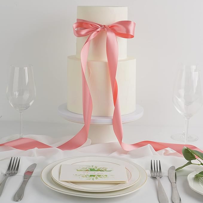 MEEDEE Blush Satin Ribbon 1-1/2 Inch Blush Pink Ribbon Lux Double Faced Satin Ribbons by 50 Yards Polyester Satin Ribbons for Crafts, Weddings, Flower Bouquet, Holiday Decorating