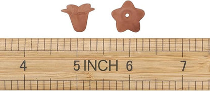Crafans 50Pcs Frosted Acrylic Flower Beads Chocolate Floral Pendants Trumpet Flower Bead Caps Loose End Spacer Beads for Jewelry Making Supplies 16x12x1.5mm