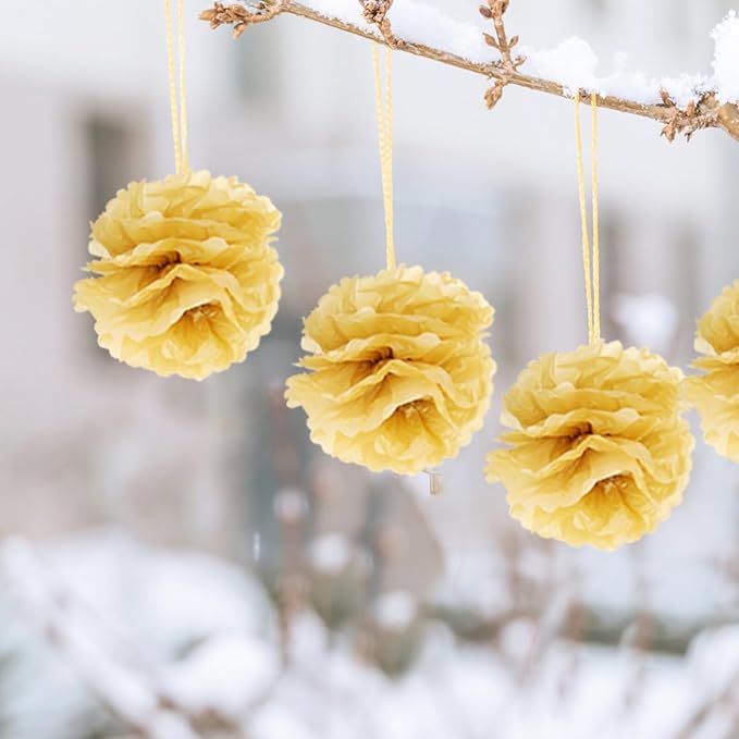 10 Pcs Metallic Paper Pom Poms Flower Balls Party Decoration Hanging Wall Ornament for Wedding Birthday Shower Home Celebration Easy to Hang and Cluster