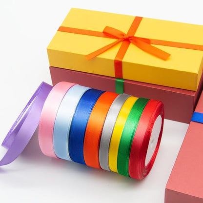 5/8" x 25 Yards Satin Ribbon, Red Silk Ribbon Ideal for Gift Wrapping, Floral Bouquets, Crafts, Wedding Party Decorations, Christmas and Sewing Projects