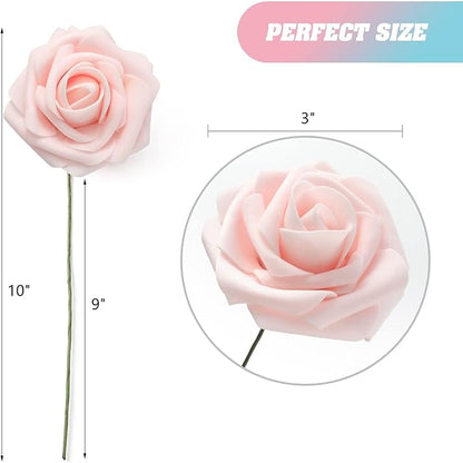 DerBlue 60pcs Artificial Roses Flowers Real Looking Fake Roses Artificial Foam Roses Decoration DIY for Wedding,Arrangements Party Home Decorations (Shades of Dusty, 60pcs Regular 3")