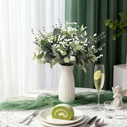 60 Pcs Mixed Artificial Eucalyptus Leaves Stems Bulk,Baby Breath Artificial Flowers Bulk with Eucalyptus Leaves Greenery Stems for DIY Bouquets Wedding Floral Home Decor (Green-60pcs)