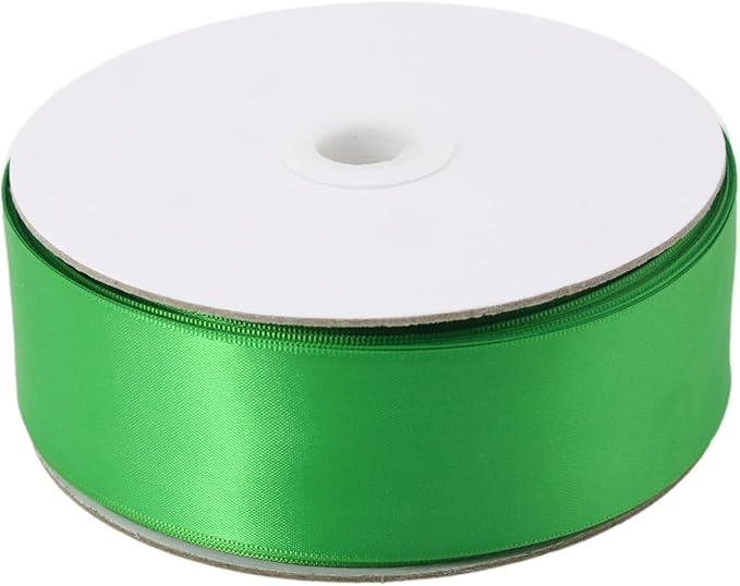 Green Double Faced Satin Ribbons 1-1/2 inch Flower Boutique Gift Wrapping Ribbon 1.5inch 50yards Fabric Silk Bow Ribbon for Valentine's Day & Mother's Day DIY Crafts Hair Headband-Sewing
