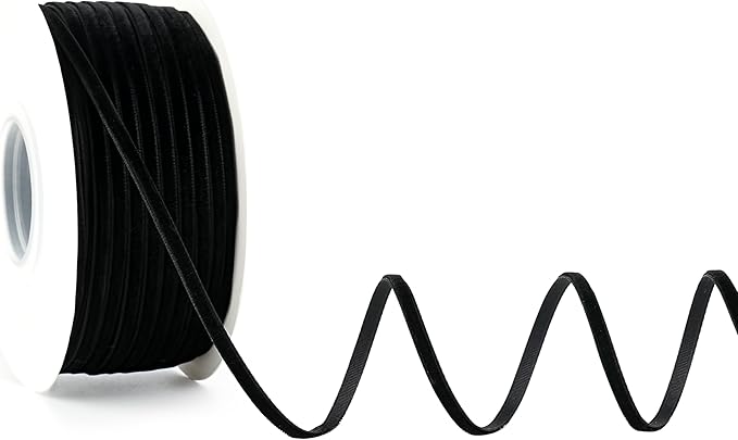 MAYREEL Black Velvet Ribbon 1/8 Inch Vintage Thin Ribbon for Wedding Invitations Gift Wrapping Party Favor Boxes Crafts 50 Yards