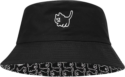 Bucket Hat for Women Men, Cotton Reversible Double Side Wear Sun Hats Beach Fisherman Hat