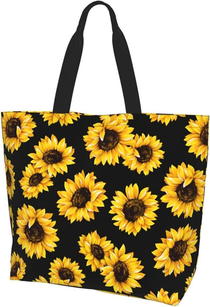 Sunflower Tote Bag For Women, Waterproof Shoulder Bags Big Reusable Grocery Handbag For Shopping Picnic Work Beach