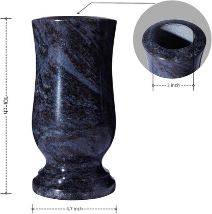 Cemetery Granite Vase for Grave, Natural Stone Heavy Headstone Flower Holder.