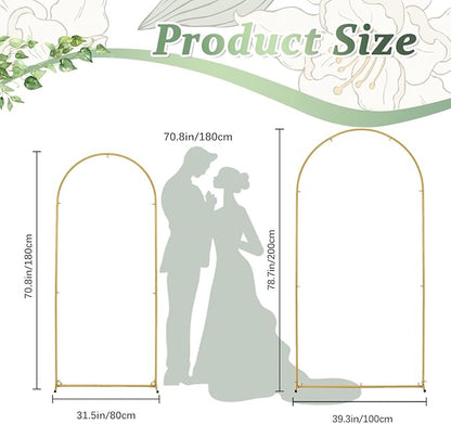 Wedding Arch Backdrop Stand,6.6FT,6FT Wedding Arch Frame for Party Gold Metal Arch Stand Set of 2 for Wedding Ceremony Baby Shower Graduation Decoration