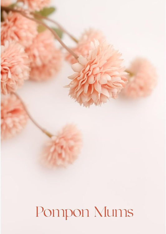 5 Pcs Artificial Pink Pompon Mums Small Flowers, 20" Faux Silk Chrysanthemum Flowers with Long Stem, Floral Arrangements for DIY Bouquet Home Wedding Table Centerpiece Decor
