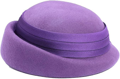 Women Wool Felt Ribbon French Fashion Vintage Millinery Beret Hats Top Cap Ladies Party Wedding Fedoras Chapeau