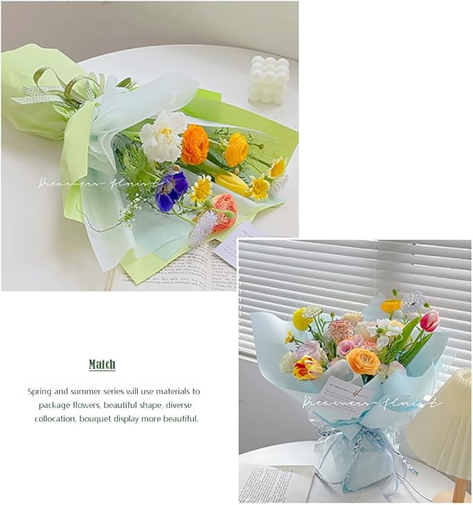 Dark Green Flower Wrapping Kraft Paper Christma Gift Wrapping Paper Rolls, Waterproof Floral Bouquet Wraps for Wedding, Holiday 23.23 x 288 inches