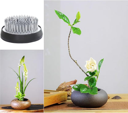 3 Pcs Flower Frogs for Flower Arrangements, Japanese Ikebana Stem Holder, Kenzan Flower Frog for Arrangements Vase, 0.91 Inch 1.38 Inch 2.36 Inch Pin Holder with Rubber Base
