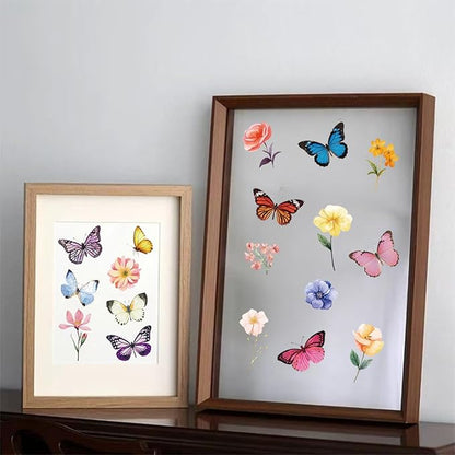 600Pcs Natural Flower +Butterfly Stickers,Self-Adhesive PVC Vintage Butterfly Stickers for Scrapbook,Laptop,Journal,DIY Project