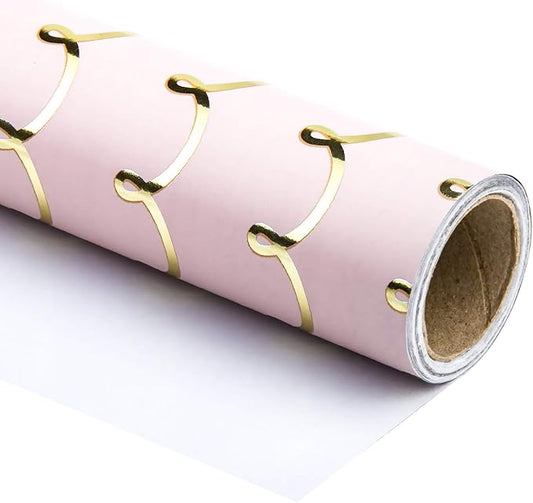 WRAPAHOLIC Jumbo Pink Wedding Wrapping Paper - 30 Inch x 33 Feet - Foil Girls Birthday Wrapping Paper for Birthday, Wedding, Baby Shower, Bridal Shower