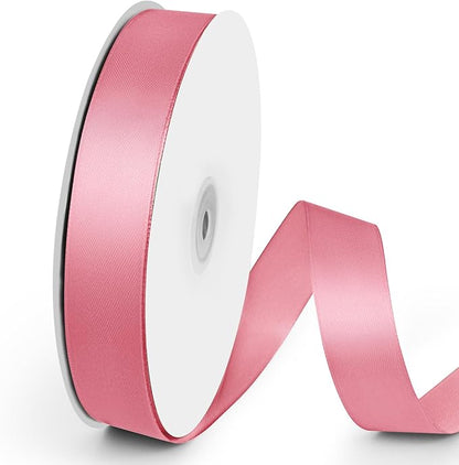 100 Yards 1 inch Satin Ribbon, Fabric Ribbon Solid Color Perfect for Gift Wrapping, Wedding, Handmade Bows, Floral Bouquets and Party Decoration(Pink)