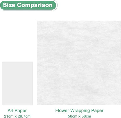 M METERXITY 20-Sheet Korean Cotton Wrapping Flower Paper, Waterproof Floral Wrapping Cotton Paper for Bouquets/Gift Packaging [White]