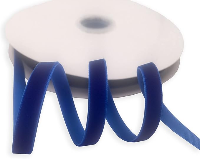 Nylon Velvet Ribbon Single Faced,3/8 Inch X 25Yards Spool (Royal Blue)