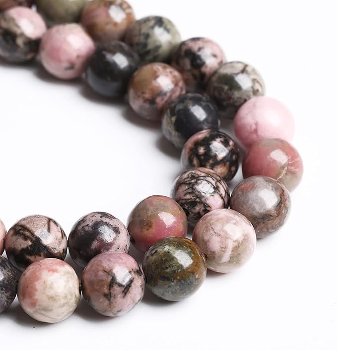 8MM 45PCS Natural Stone Black Rhodochrosite Gemstone Beads for Jewelry Making DIY Bracelet Necklace Semi Precious Beads