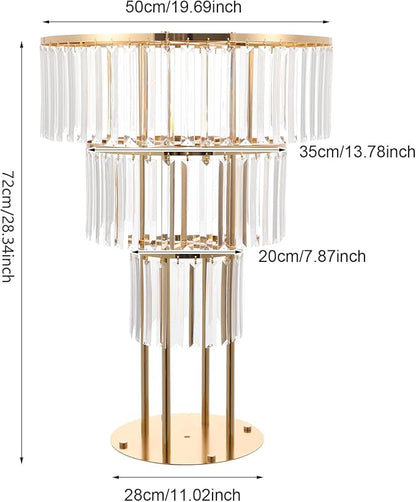2PCS 3 Tiers Wedding Centerpieces Vase, 28.34” Tall Crystal Wedding Flower Stand, Round Chandelier Pedestal Stand for Wedding Road Lead T Stage Arrangement Decoration