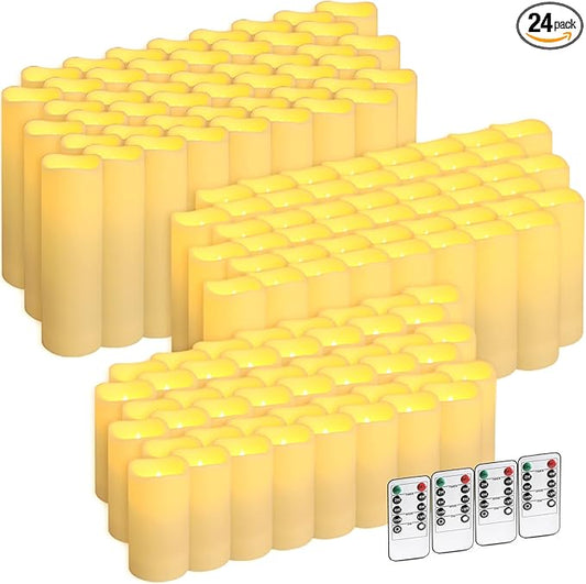 144-Pack LED Flameless Candles with Remote Control - Festival Essentials, Turn On The Light of Warm Colors, Home Decoration, Party, Romantic Date(Three Sizes).