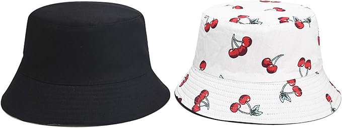 Mashiaoyi Unisex Print Double-Side-Wear Reversible Bucket Hat