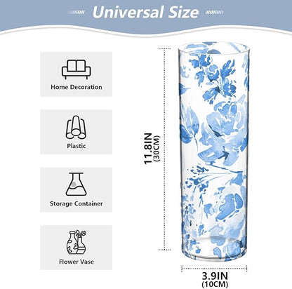 Vase Plastic Vase Elegant Cylinder Flower Vase Shatterproof Decorative Centerpiece for Home Table Office Weddings Events (11.8 x 3.9 in)