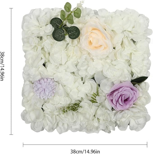 3D Flower Wall Panel Floral Backdrop,12PCS Artificial Flower Wall Background Silk Rose Mat, Artificial Flower Backdrop Faux Flower Panel for Wedding